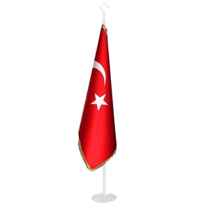 Trio Avm 100 x 150 cm Makam Türk Bayrağı Telalı Simli Saten Kumaş 